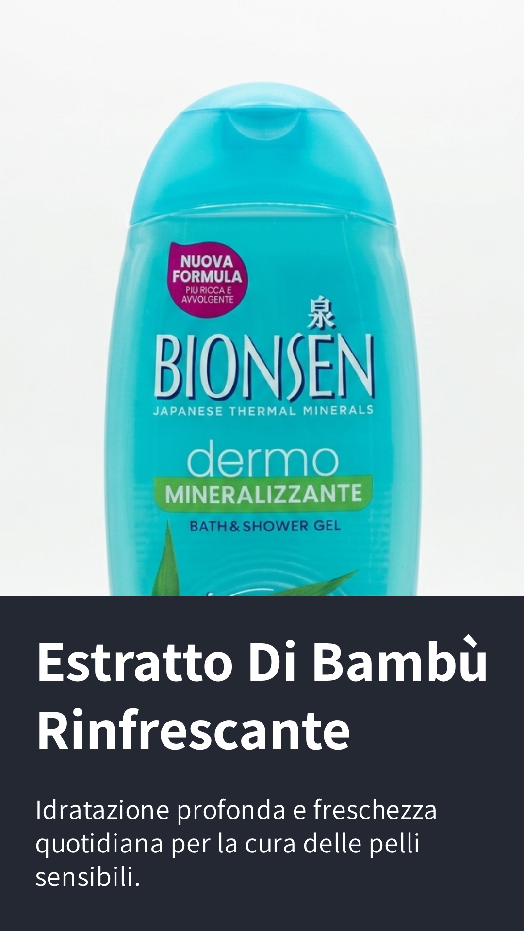 Bionsen Dermo Mineralizzante Estratto di Bamboo Bagnoschiuma Idratante 550ml – Azione Rinvigorente e Rinfrescante Profonda