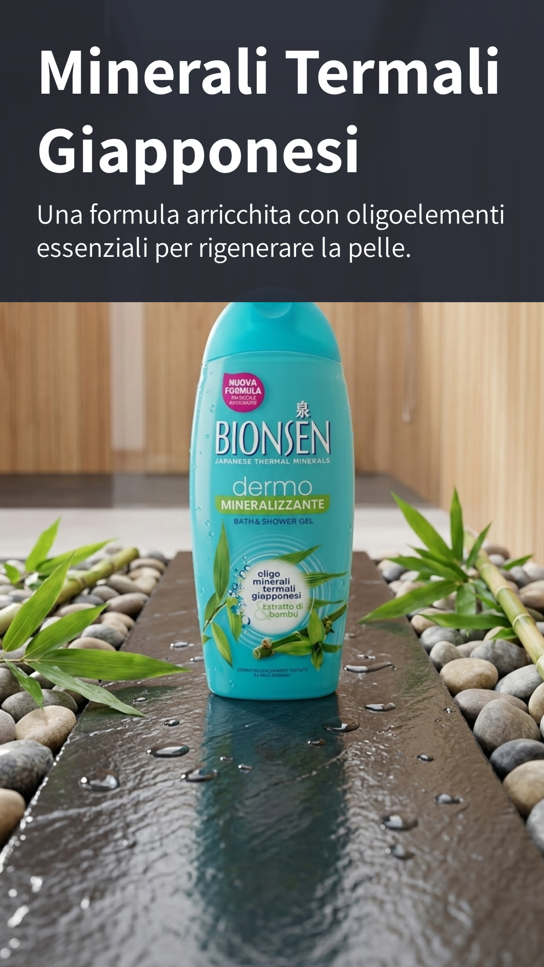 Bionsen Dermo Mineralizzante Estratto di Bamboo Bagnoschiuma Idratante 550ml – Azione Rinvigorente e Rinfrescante Profonda