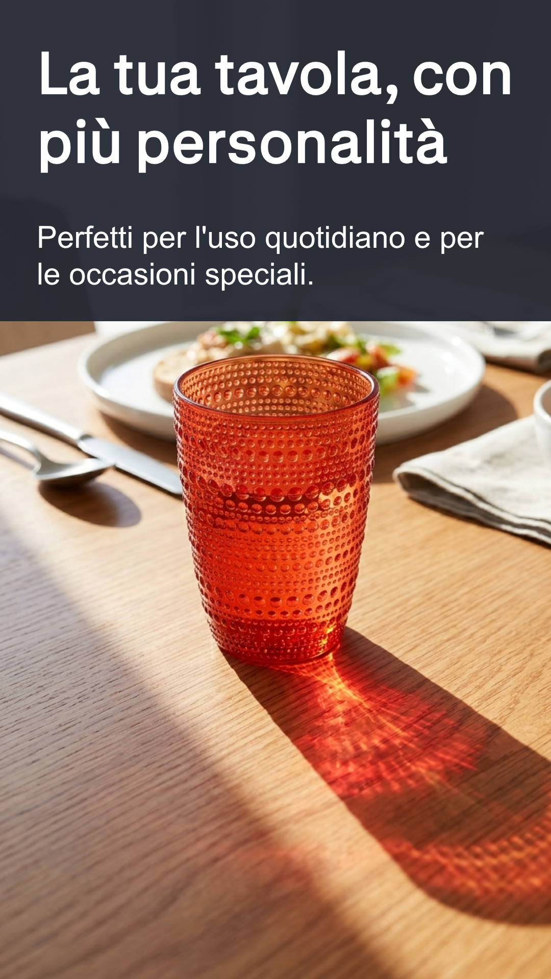 Maison Tortorà Set 6 Bicchieri in Vetro Colorati Rosso Essence 280 ml per Acqua Succhi e Drink – Design Rilievo Beaded Glass Luxury
