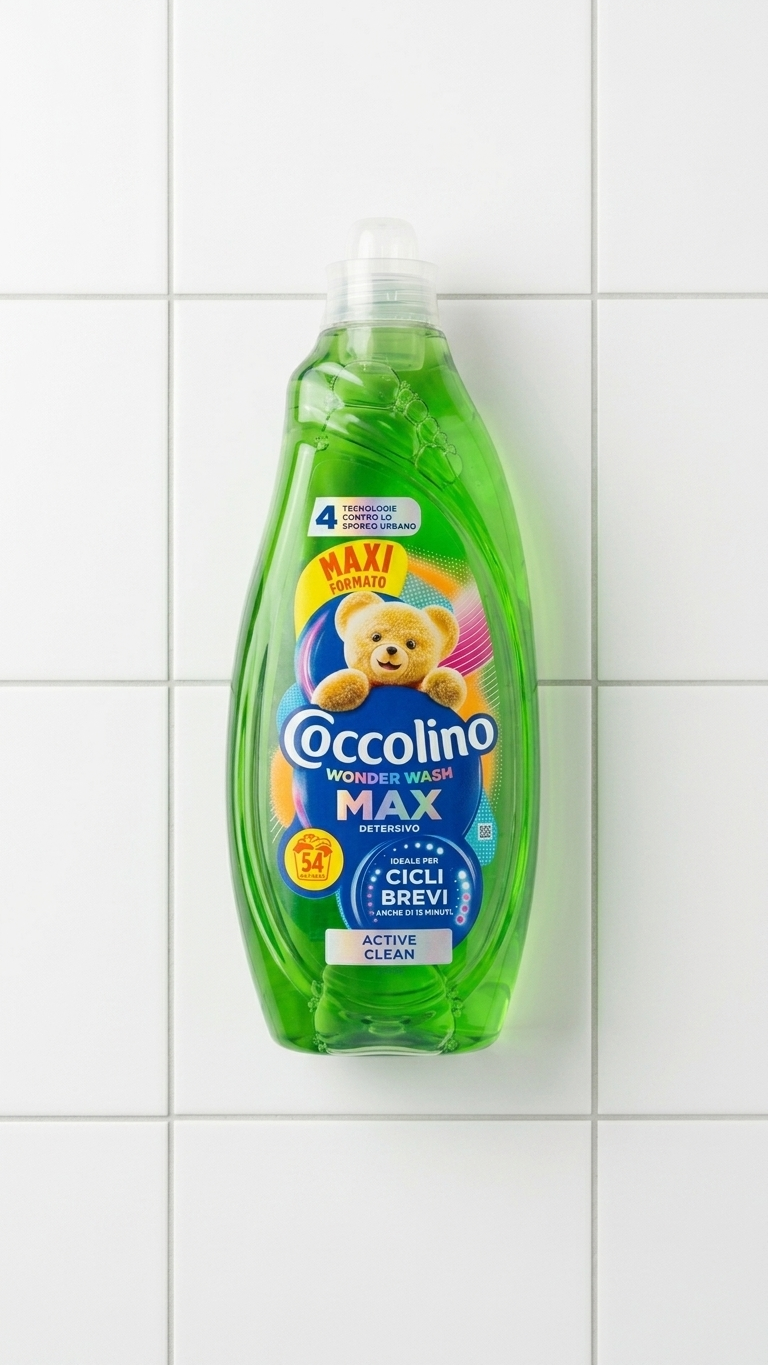 Coccolino Wonder Wash MAX Active Clean 2,16 L | Detersivo Lavatrice 54 Lavaggi | Efficace in 15 Minuti | Tecnologia PRO-S contro lo Sporco Urbano e i Cattivi Odori