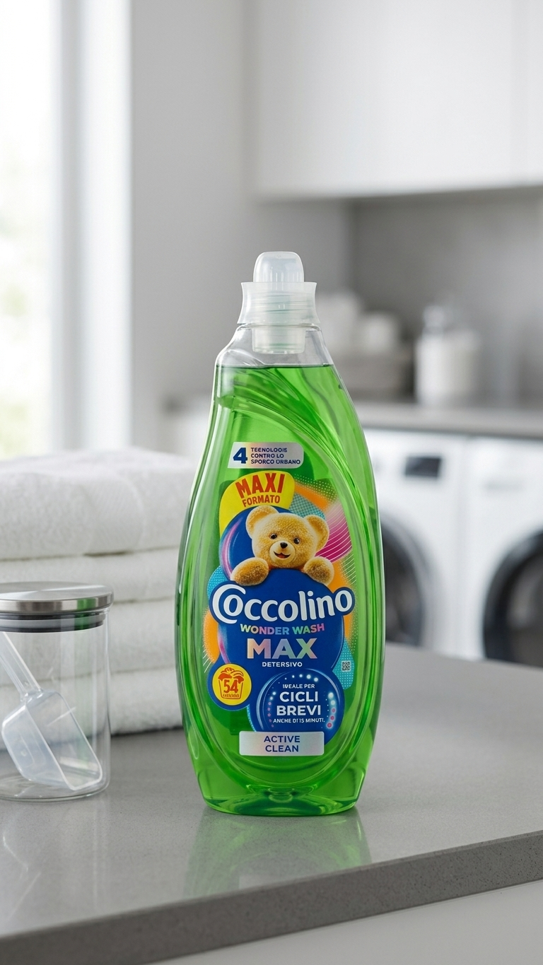Coccolino Wonder Wash MAX Active Clean 2,16 L | Detersivo Lavatrice 54 Lavaggi | Efficace in 15 Minuti | Tecnologia PRO-S contro lo Sporco Urbano e i Cattivi Odori