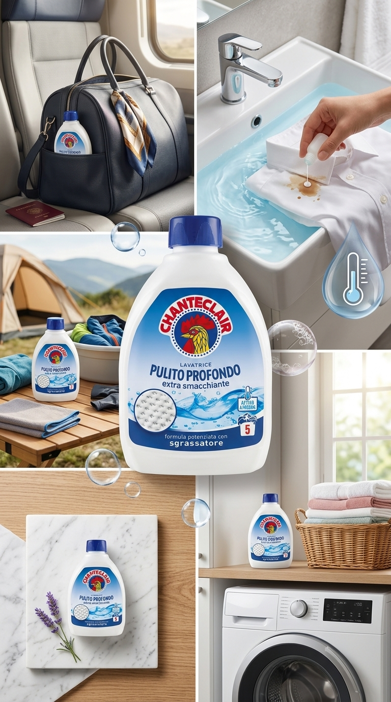 Chanteclair Lavatrice Pulito Profondo Extra Smacchiante 225 ml – Detergente Concentrato da Viaggio Attivo a Freddo