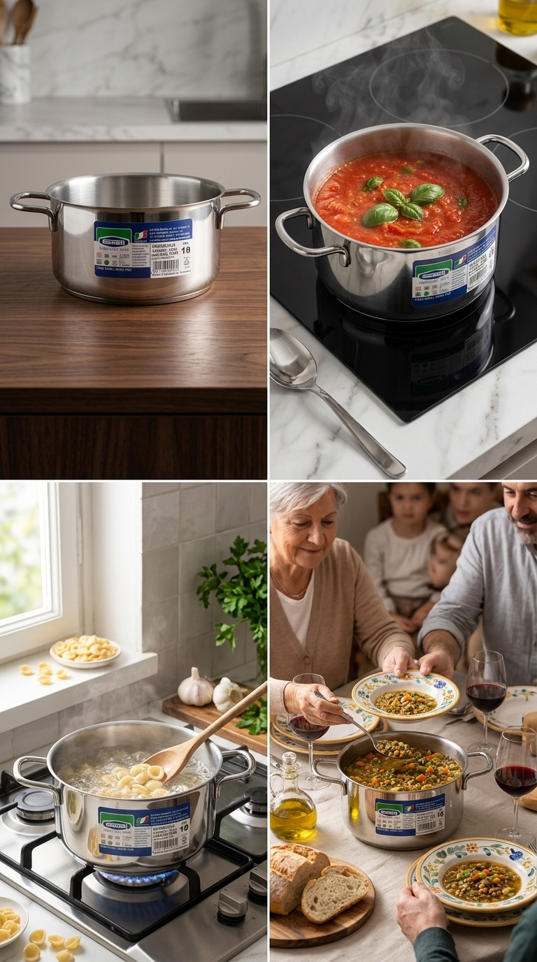 Gnali CASSERUOLA FONDA CM.18, 2 MANICI INOX 18/C MOD.REAL