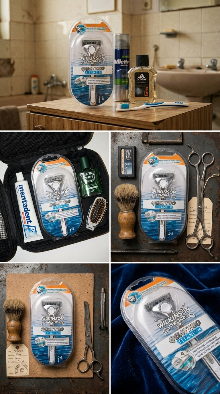 Rasoio Wilkinson Sword Quattro Titanium Uomo – Versione Originale Anni 2000 Fondo di Magazzino Sigillato con 4+1 Lame al Titanio