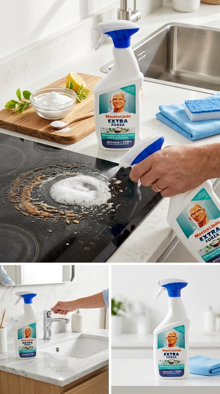 Mastro Lindo Extra Forza Sgrassatore Multiuso con Bicarbonato 800ml Plastica Reciclabile – Pulizia Profonda Sporco Ostinato