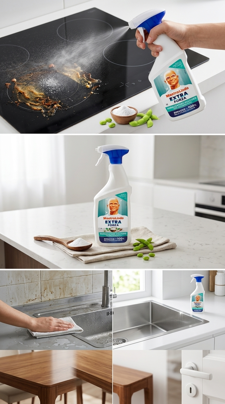 Mastro Lindo Extra Forza Sgrassatore Multiuso con Bicarbonato 800ml Plastica Reciclabile – Pulizia Profonda Sporco Ostinato