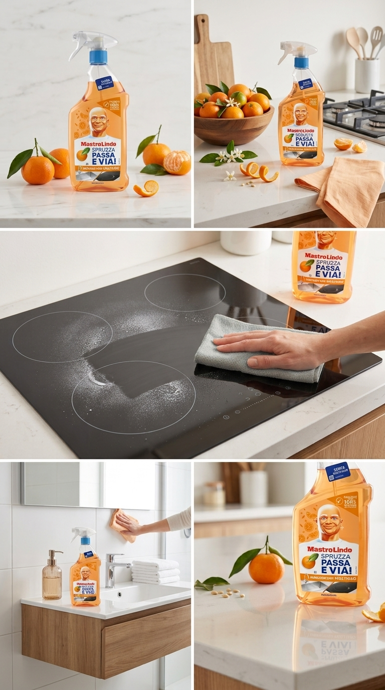 Mastro Lindo Spruzza Passa e Via! Sgrassatore Multiuso Mandarino 800ml Plastica Reciclabile – Pulizia Attiva Senza Risciacquo