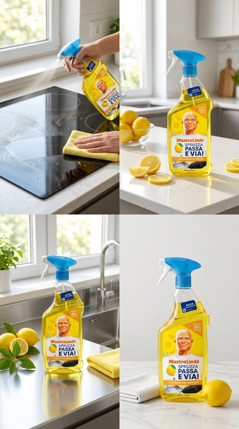 Mastro Lindo Spruzza Passa e Via! Sgrassatore Cucina Fresco Limone 800ml Plastica Reciclabile – Pulizia Attiva Senza Risciacquo