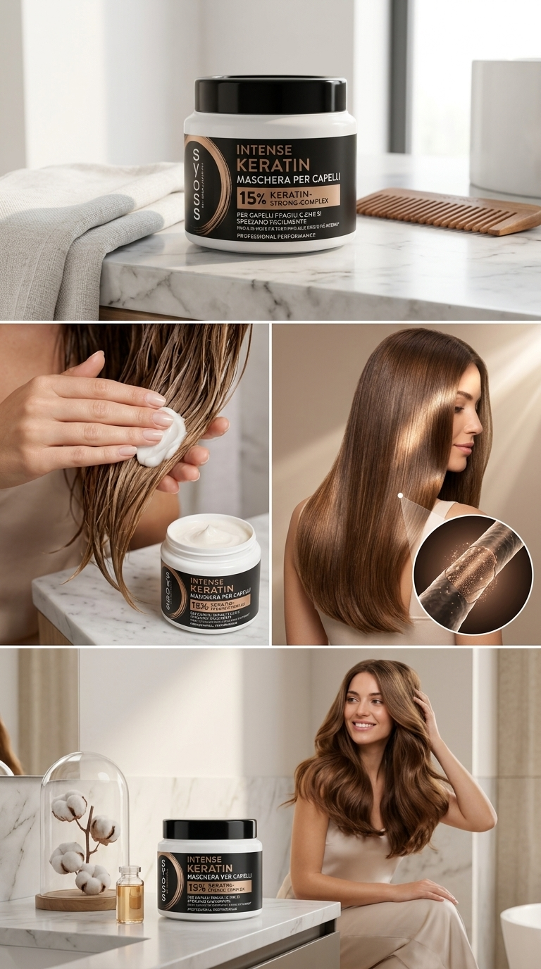 Syoss Intense Keratin Maschera Capelli 400 ml | Trattamento per Capelli Fragili e Sfibrati | 15% Keratin-Strong-Complex | Nutre, Ripara e Rinforza | Non Appesantisce