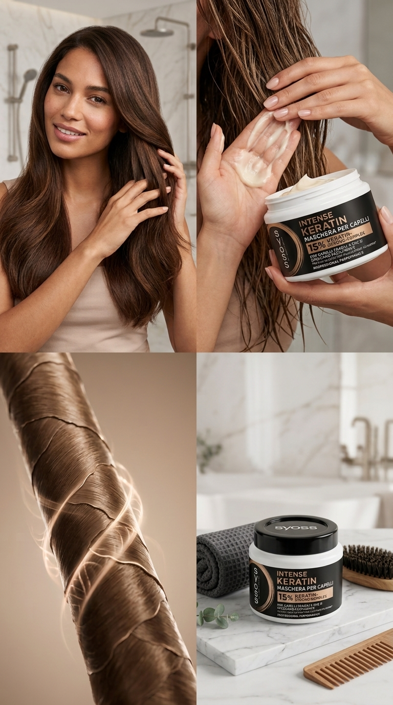 Syoss Intense Keratin Maschera Capelli 400 ml | Trattamento per Capelli Fragili e Sfibrati | 15% Keratin-Strong-Complex | Nutre, Ripara e Rinforza | Non Appesantisce