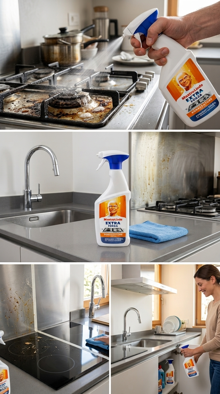Mastro Lindo Extra Forza Sgrassatore Cucina 800ml Senza Candeggina – Azione Concentrata Incrostazioni