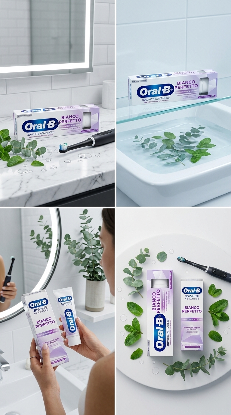 Oral-B 3D White Advanced Bianco Perfetto Dentifricio 75ml Menta Eucalipto – Sbiancante Smalto Sicuro Denti Bianchi in 3 Giorni