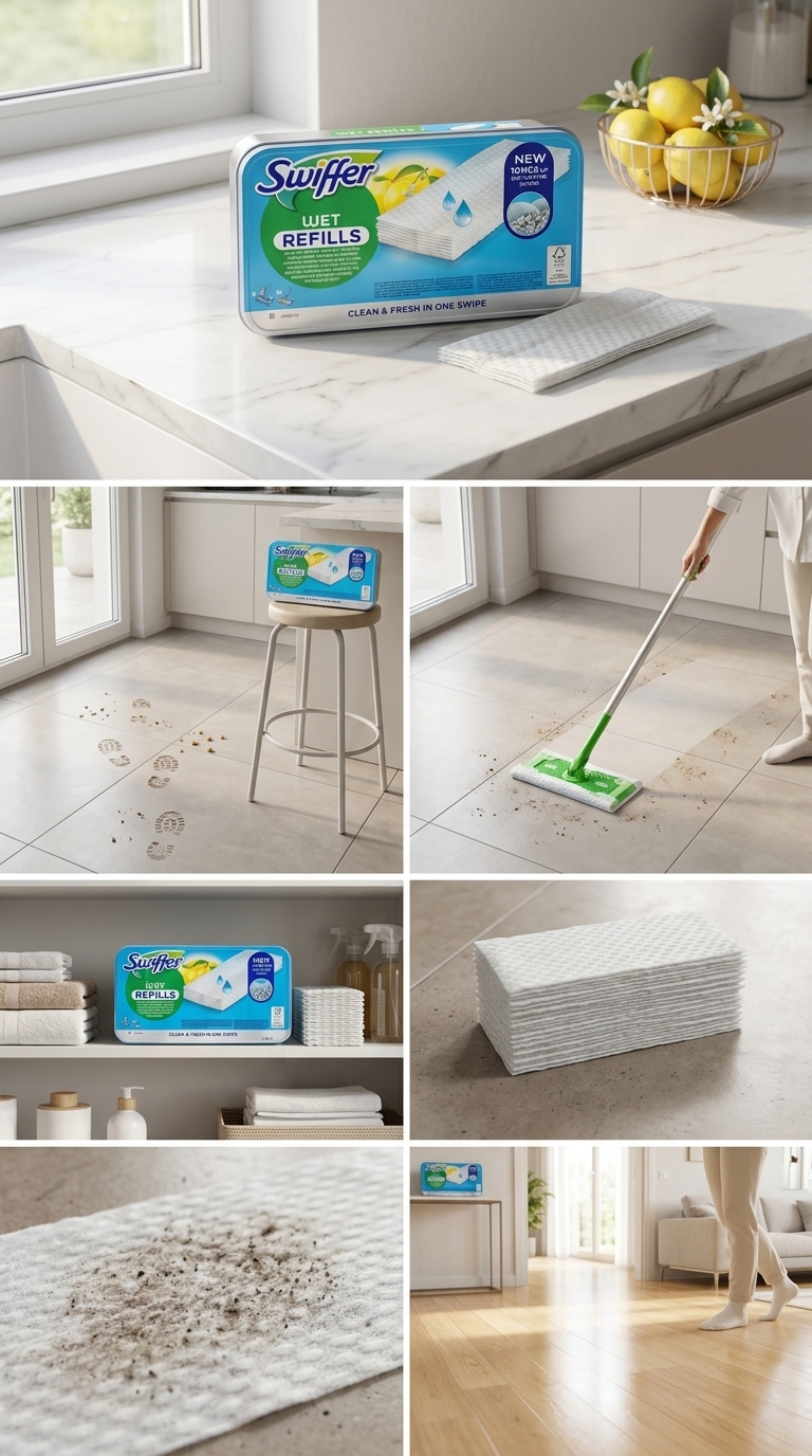 Swiffer Wet Panni Umidi Lavapavimenti 24 Pezzi Maxi Pack Microfibra Imbevuta – Pulizia Rapida e Igiene Senza Risciacquo