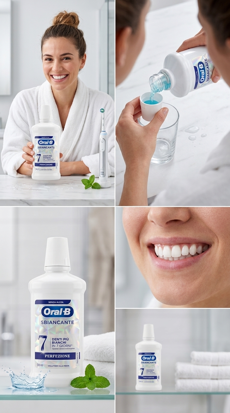 Oral-B Sbiancante Perfezione Collutorio Menta 500ml Senza Alcol – Denti più Bianchi in 7 Giorni Azione Anti-Macchia