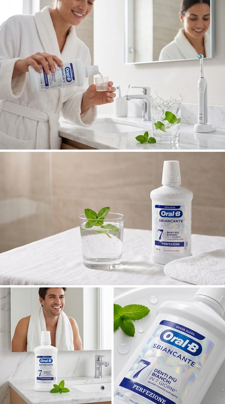 Oral-B Sbiancante Perfezione Collutorio Menta 500ml Senza Alcol – Denti più Bianchi in 7 Giorni Azione Anti-Macchia