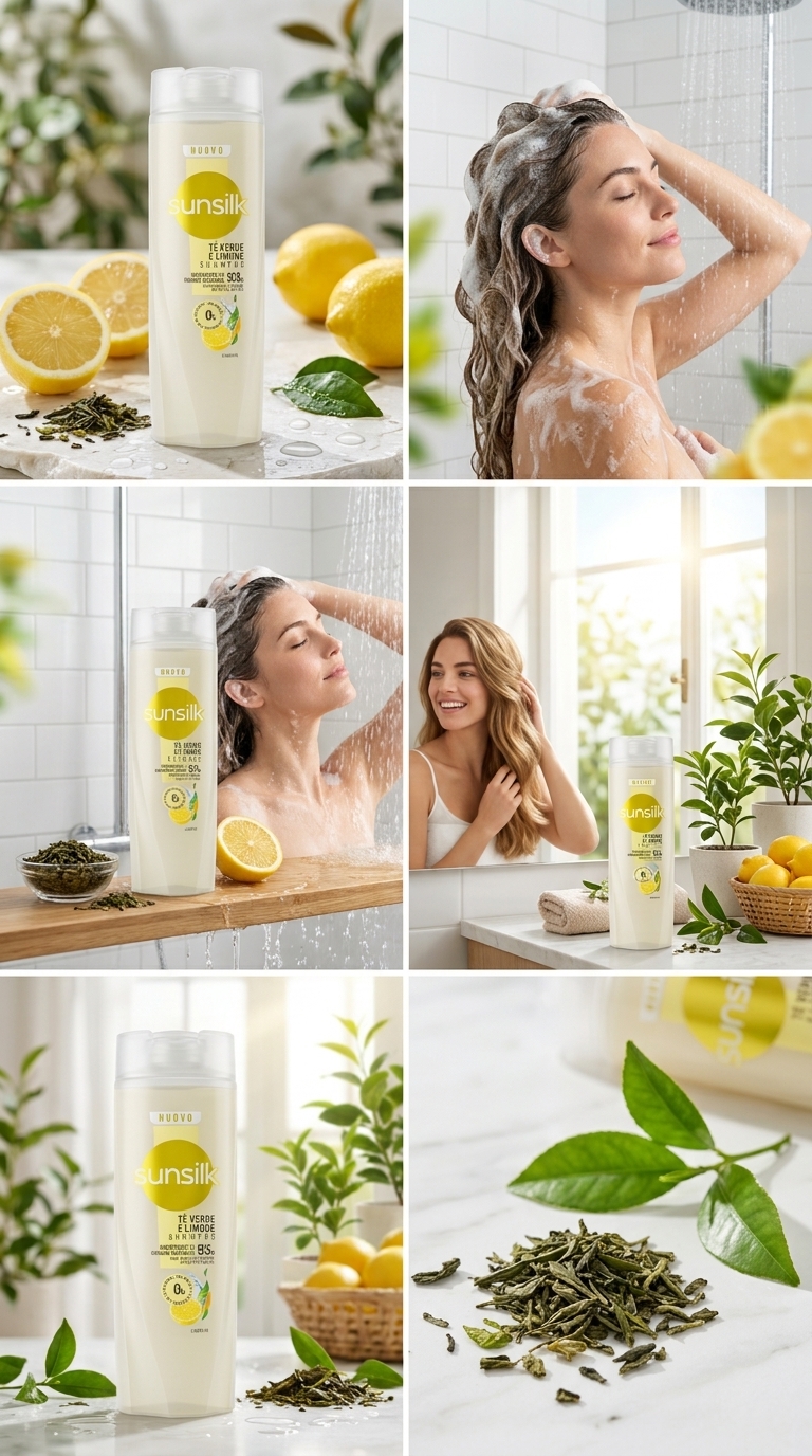 Sunsilk Shampoo Tè Verde Biologico e Limone Detox 250 ml – Purificante Capelli Grassi Senza Siliconi