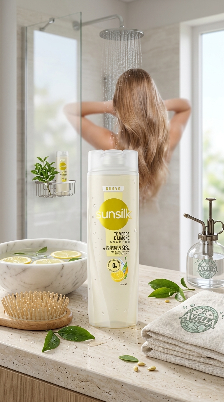 Sunsilk Shampoo Tè Verde Biologico e Limone Detox 250 ml – Purificante Capelli Grassi Senza Siliconi