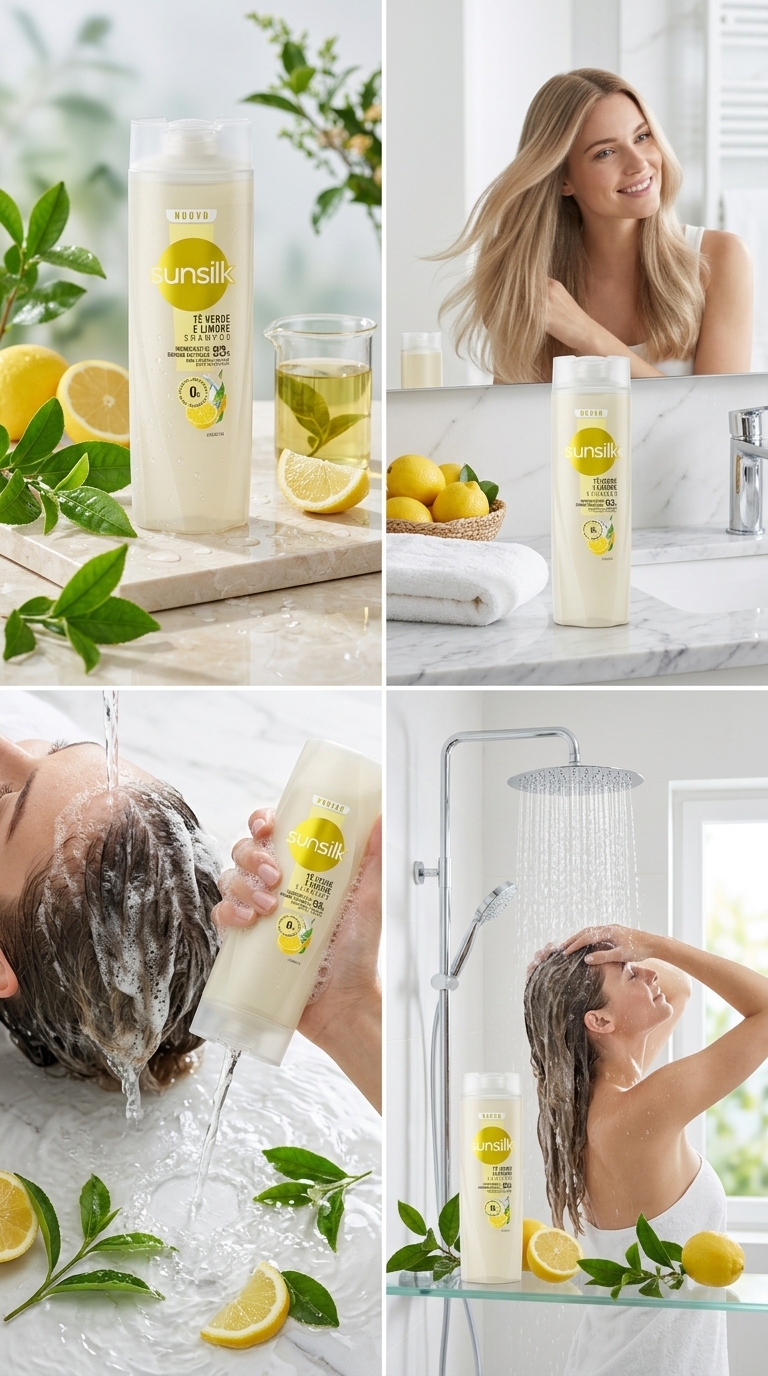 Sunsilk Shampoo Tè Verde Biologico e Limone Detox 250 ml – Purificante Capelli Grassi Senza Siliconi