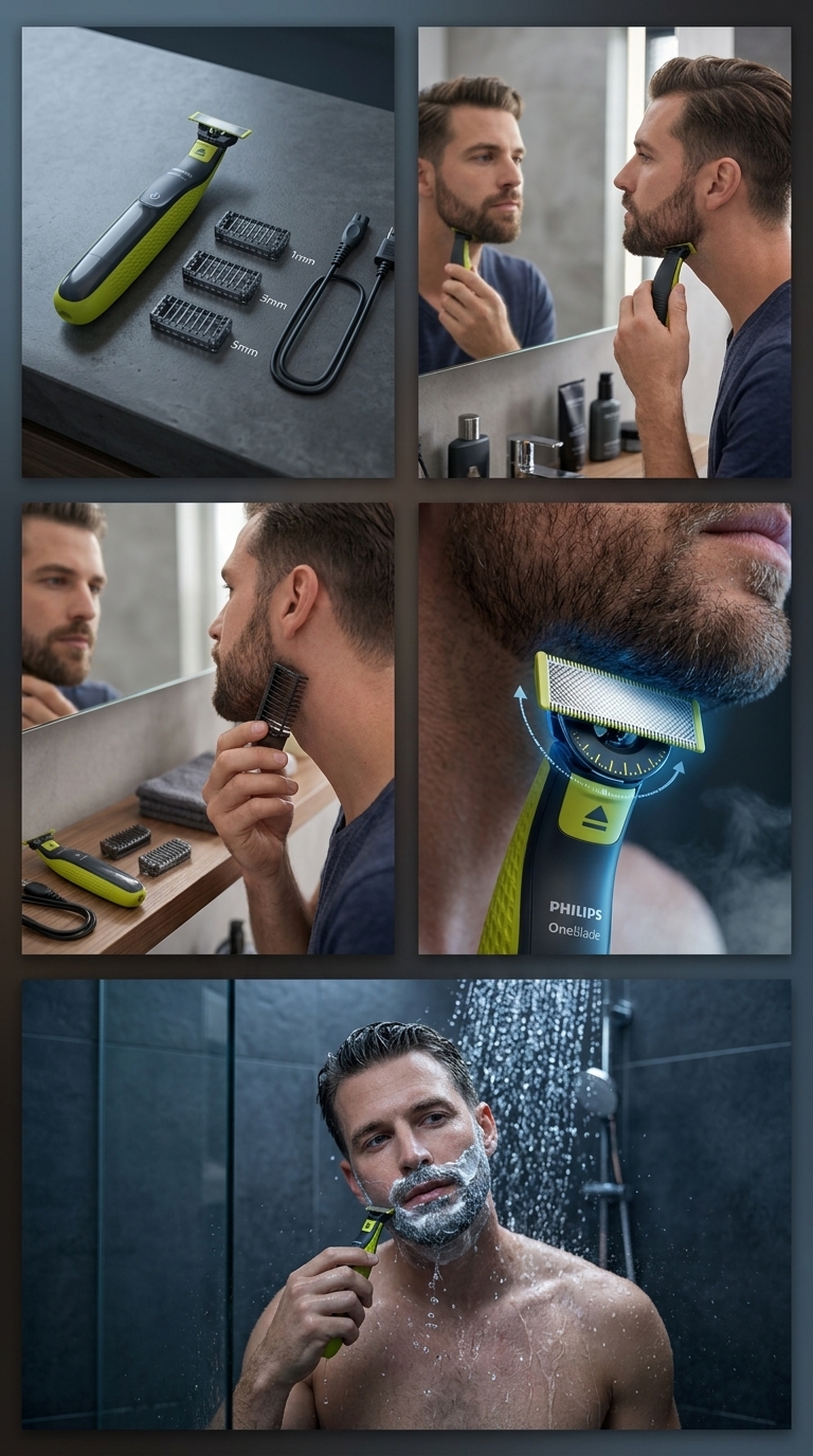 Philips OneBlade 360 Lame di Ricambio 3 Pezzi | Lame 360 Flessibili e Snodabili | Compatibili con Tutti i Manici OneBlade | Wet & Dry | Durata fino a 4 Mesi per Lama