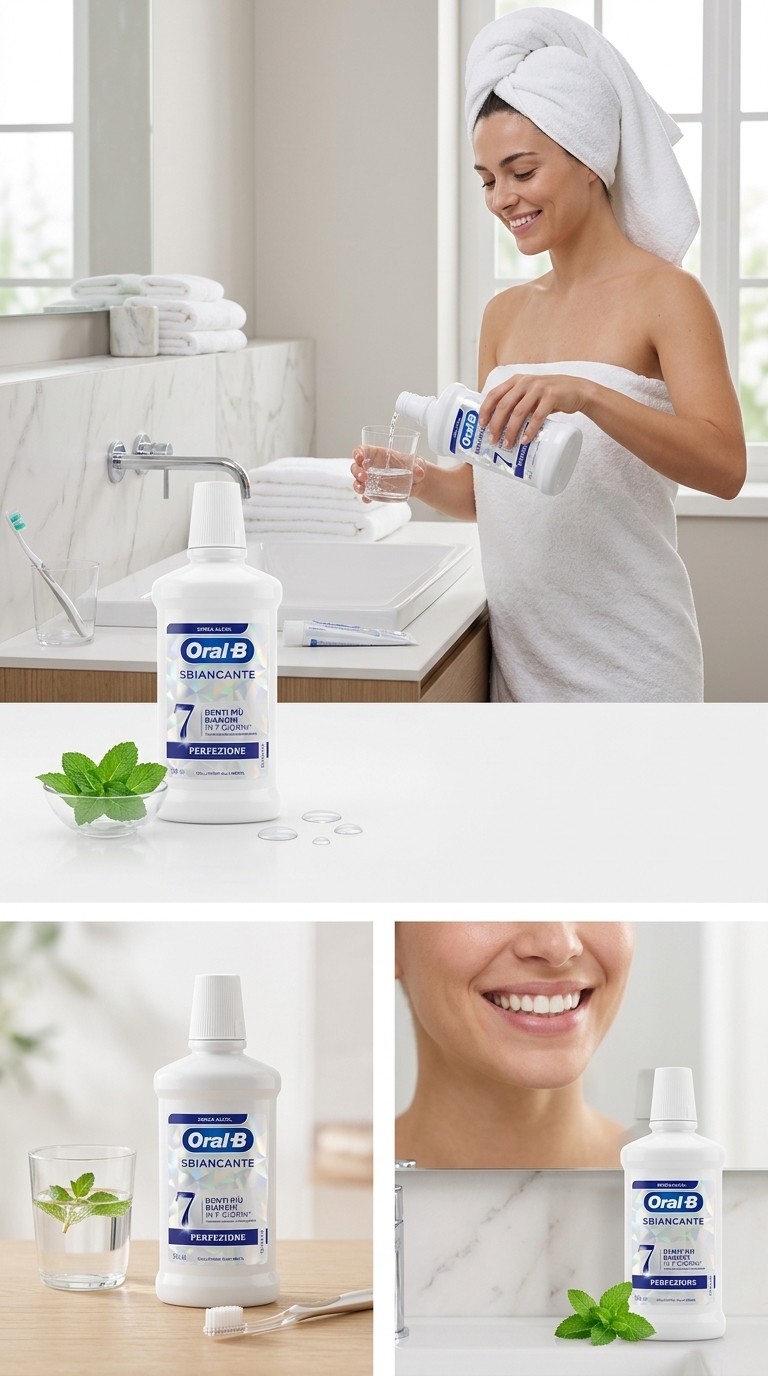 Oral-B Sbiancante Perfezione Collutorio Menta 500ml Senza Alcol – Denti più Bianchi in 7 Giorni Azione Anti-Macchia