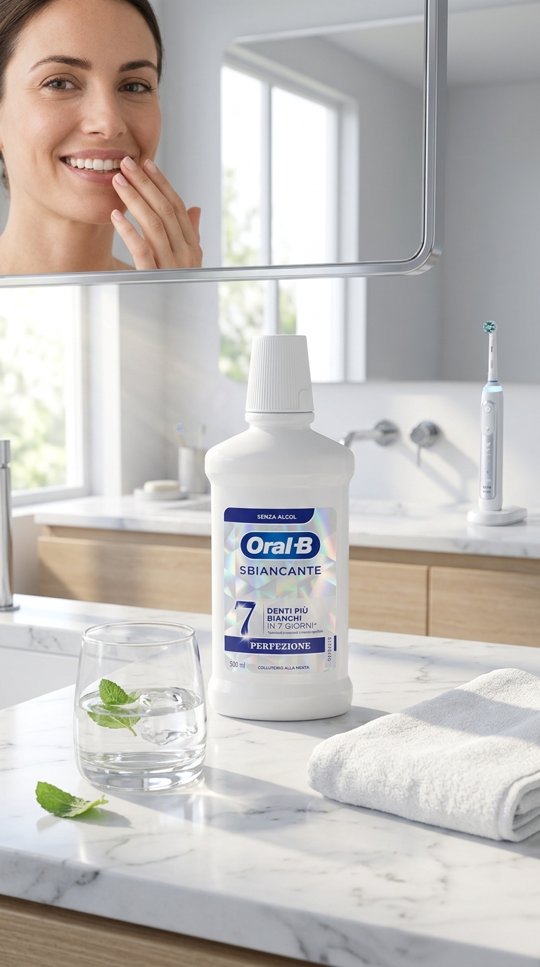 Oral-B Sbiancante Perfezione Collutorio Menta 500ml Senza Alcol – Denti più Bianchi in 7 Giorni Azione Anti-Macchia