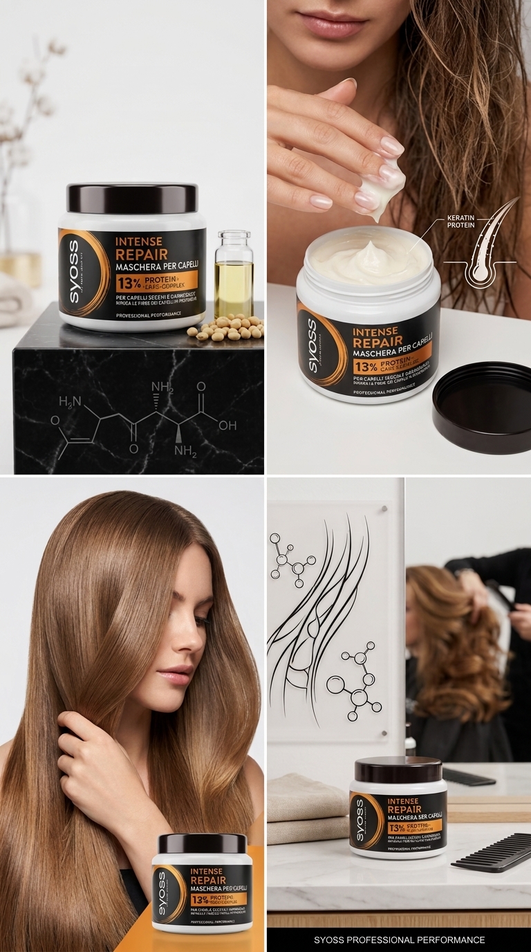 Syoss Intense Repair Maschera Capelli 400 ml | 13% Protein-Care-Complex | Cheratina e Proteine della Soia | Ripara e Protegge | Anti-Crespo | Capelli Secchi e Danneggiati