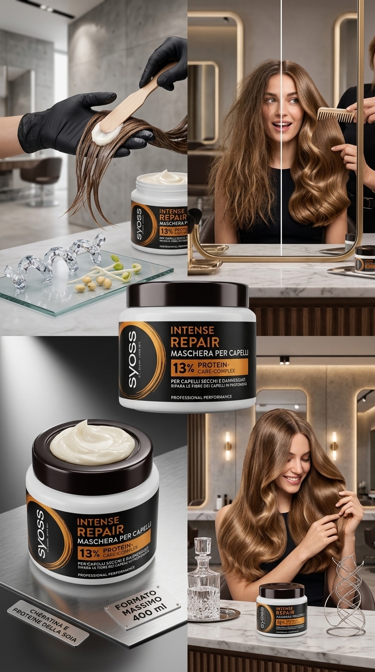 Syoss Intense Repair Maschera Capelli 400 ml | 13% Protein-Care-Complex | Cheratina e Proteine della Soia | Ripara e Protegge | Anti-Crespo | Capelli Secchi e Danneggiati