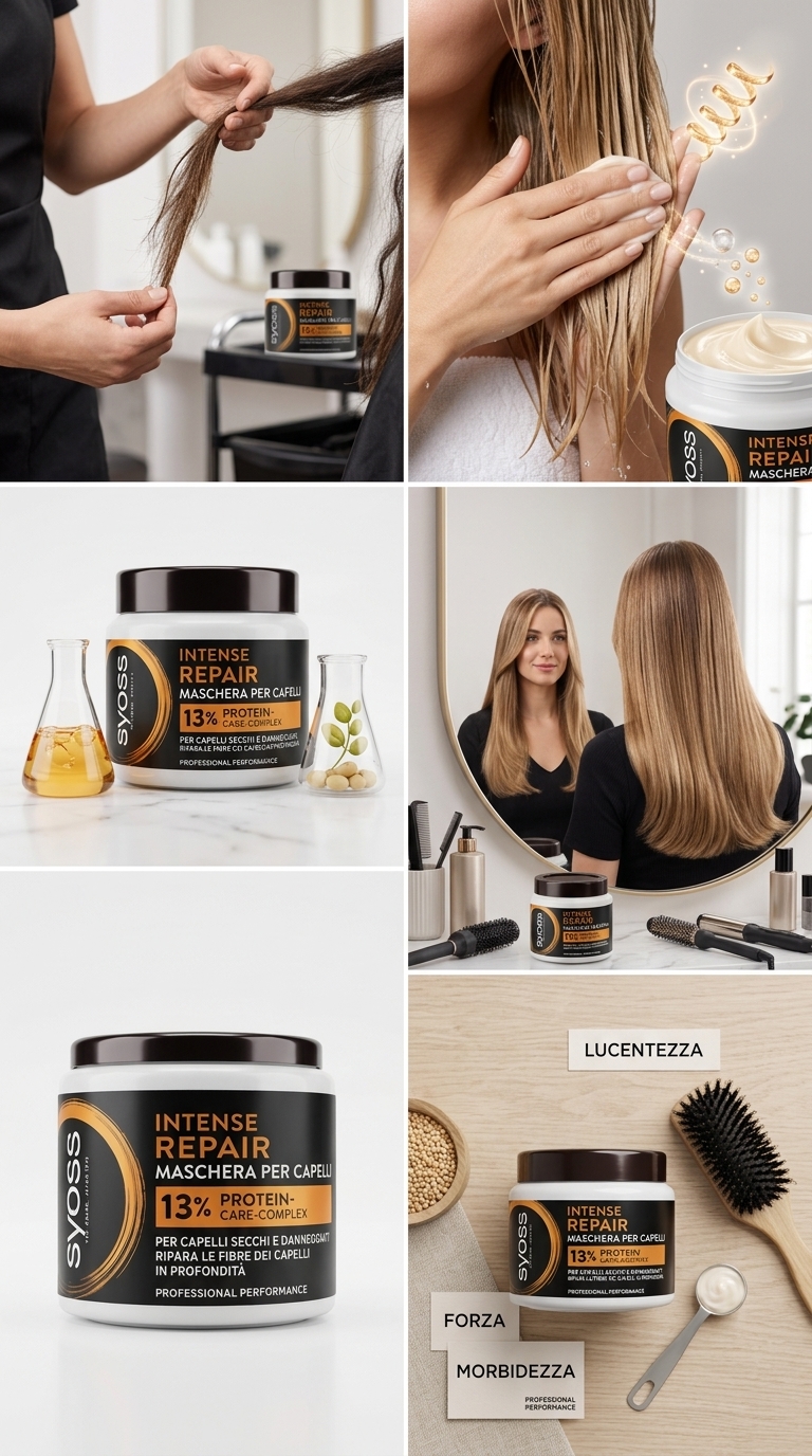 Syoss Intense Repair Maschera Capelli 400 ml | 13% Protein-Care-Complex | Cheratina e Proteine della Soia | Ripara e Protegge | Anti-Crespo | Capelli Secchi e Danneggiati