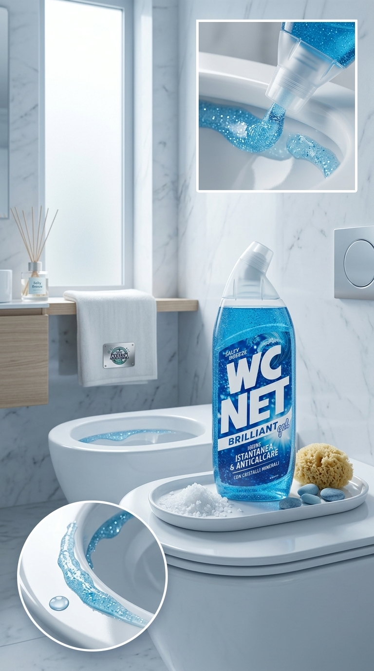 WC NET Brilliant Gel Salty Breeze 700 ml Plastica – Igiene Istantanea Azione Anticalcare Brillantezza WC