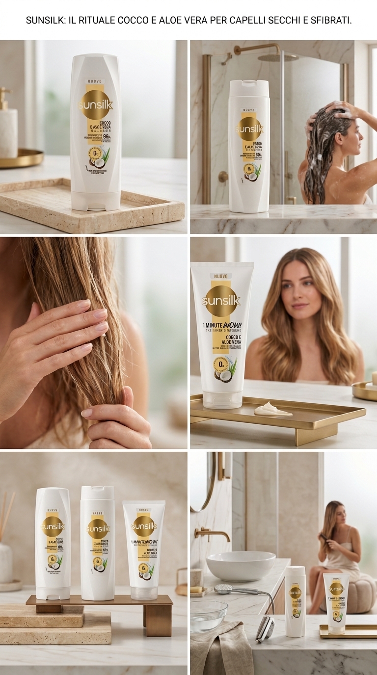 Sunsilk Balsamo Cocco e Aloe Vera 200 ml | 98% Ingredienti di Origine Naturale | 0% Siliconi, Coloranti e Oli Minerali | Capelli Secchi e Sfibrati | Nutre e Districa