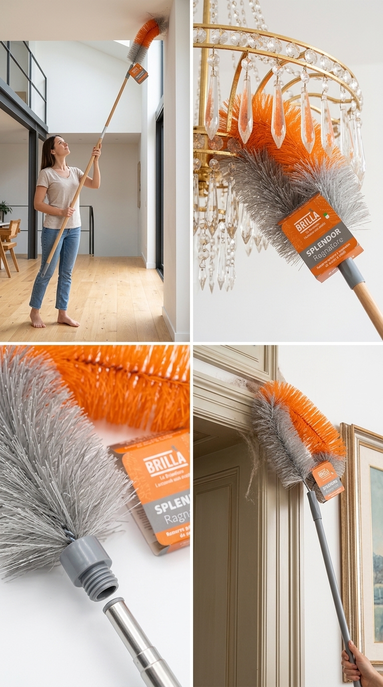 Brilla La Briantina Splendor Ragnatore Ovalizzato Polipropilene e PVC – Testa Piumata Universale Spolvero Soffitti Made in Italy