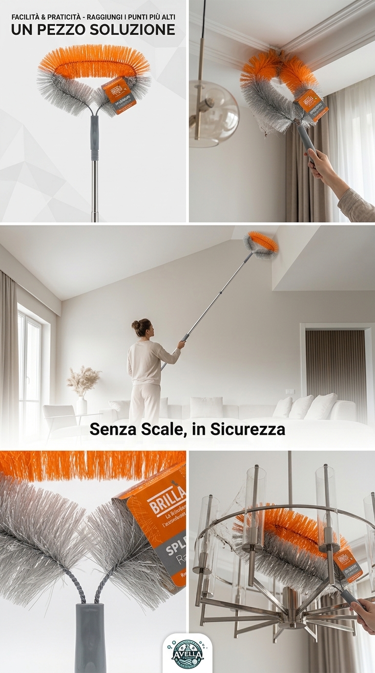 Brilla La Briantina Splendor Ragnatore Ovalizzato Polipropilene e PVC – Testa Piumata Universale Spolvero Soffitti Made in Italy