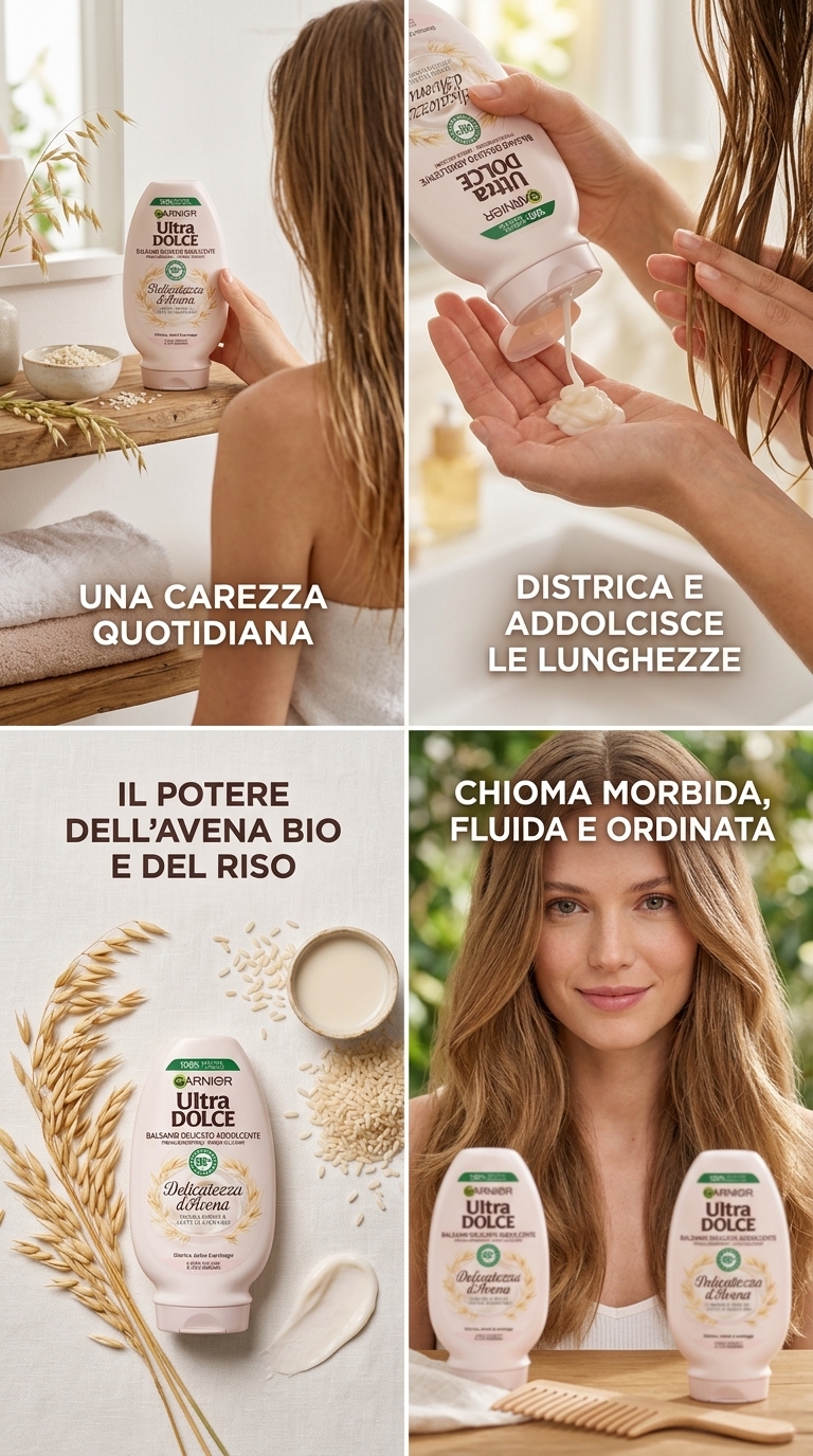 Garnier Ultra Dolce Balsamo Delicato Delicatezza d'Avena 200 ml – Idratazione Lenitiva Cute Sensibile