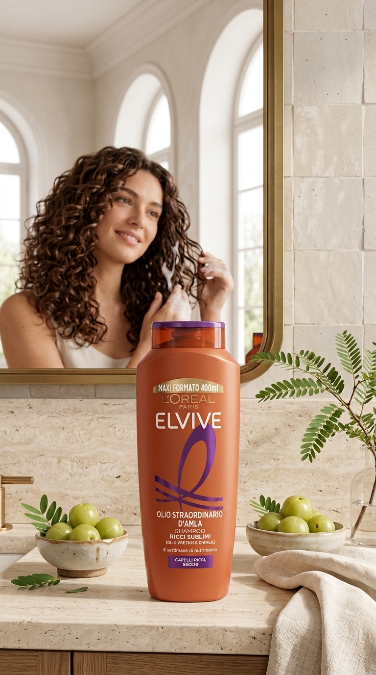 L'Oréal Elvive Olio Straordinario Shampoo Ricci Sublimi 400ml – Con Olio di Amla per Capelli Ricci e Secchi