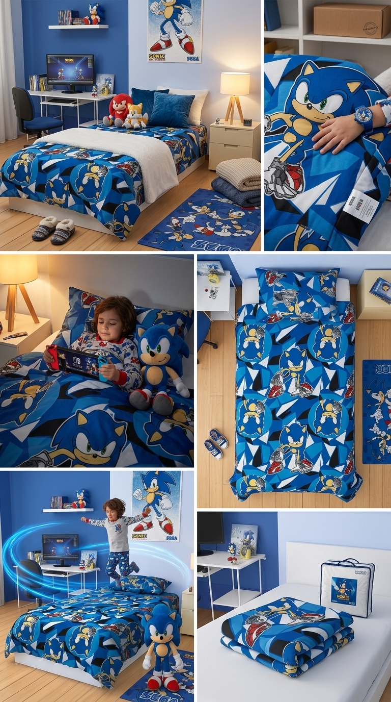 Sonic Prime Trapunta Invernale Singola 170x260 cm Poliestere – Calore Superiore e Isolamento Termico