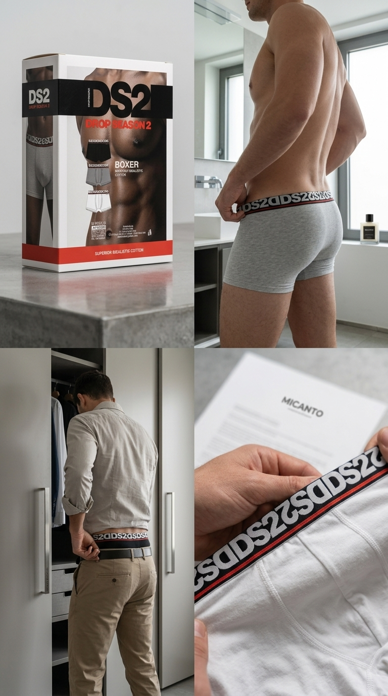DS2 Boxer Uomo 3 Pezzi Cotone BielasticoTraspirante – Intimo Multipack Comfort Aderente