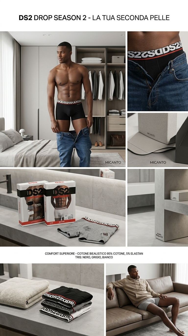 DS2 Boxer Uomo 3 Pezzi Cotone BielasticoTraspirante – Intimo Multipack Comfort Aderente