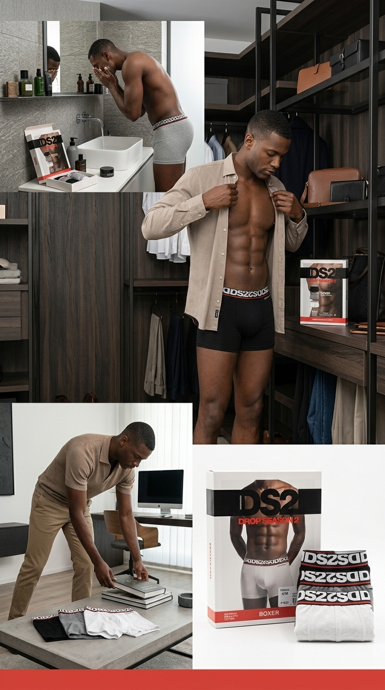 DS2 Boxer Uomo 3 Pezzi Cotone BielasticoTraspirante – Intimo Multipack Comfort Aderente