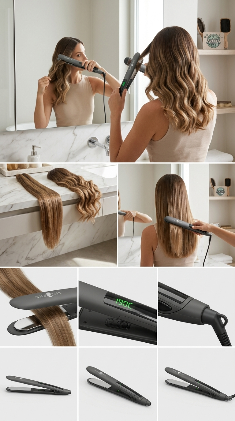Black Star Rainbow Piastra per Capelli Professionale | Placche al Titanio | Display LCD | Temperatura Regolabile 80-230°C | Cavo 2,5 m Girevole 360°