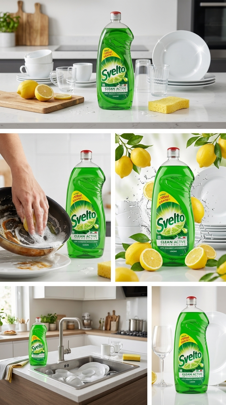 SVELTO Clean Active Detersivo Piatti Concentrato al Limone Box 12x 1030 ml (12,36 L) – Formato Scorta Famiglia e Spedizione Inclusa