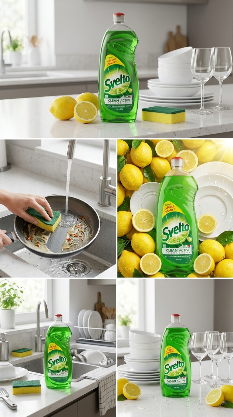 SVELTO Clean Active Detersivo Piatti Concentrato al Limone Box 12x 1030 ml (12,36 L) – Formato Scorta Famiglia e Spedizione Inclusa