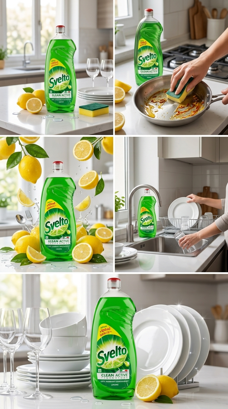 SVELTO Clean Active Detersivo Piatti Concentrato al Limone Box 12x 1030 ml (12,36 L) – Formato Scorta Famiglia e Spedizione Inclusa