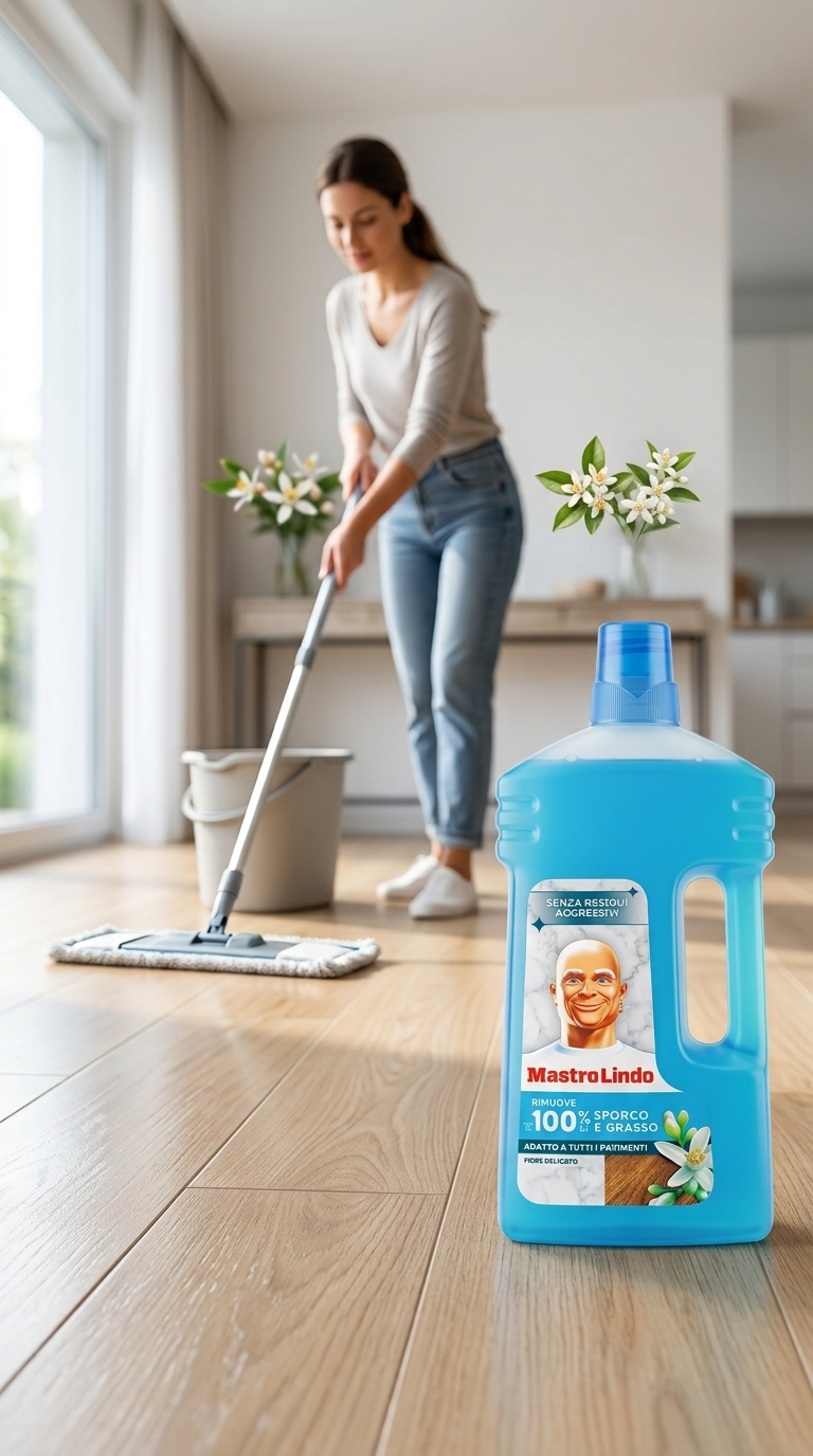 Mastro Lindo Detergente Pavimenti Multiuso Fiore Delicato 1 Litro Flacone – Pulizia Superfici Dure Zero Residui