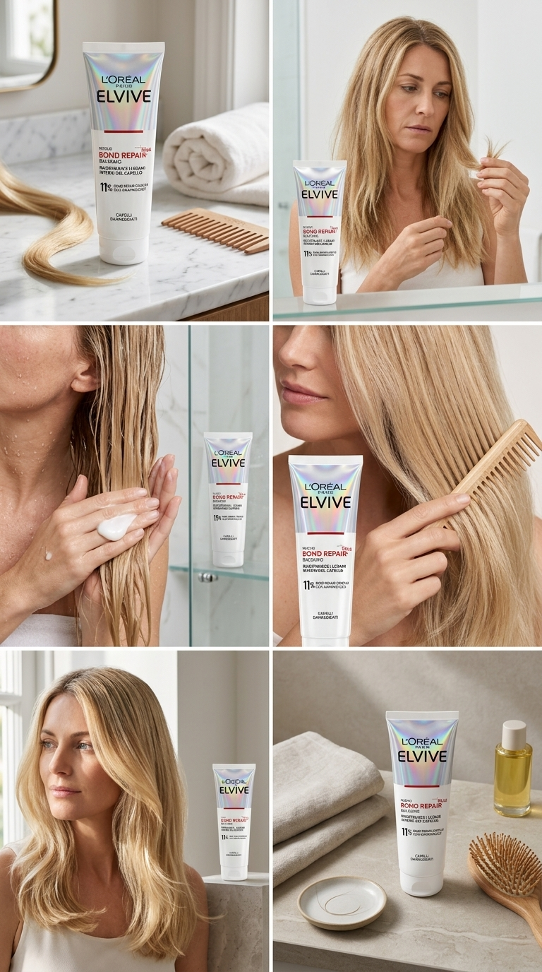 L’Oréal Paris Elvive Bond Repair+ Balsamo 150 ml – Balsamo Ristrutturante con 11% Bond Repair Complex e Amminoacidi per Capelli Danneggiati