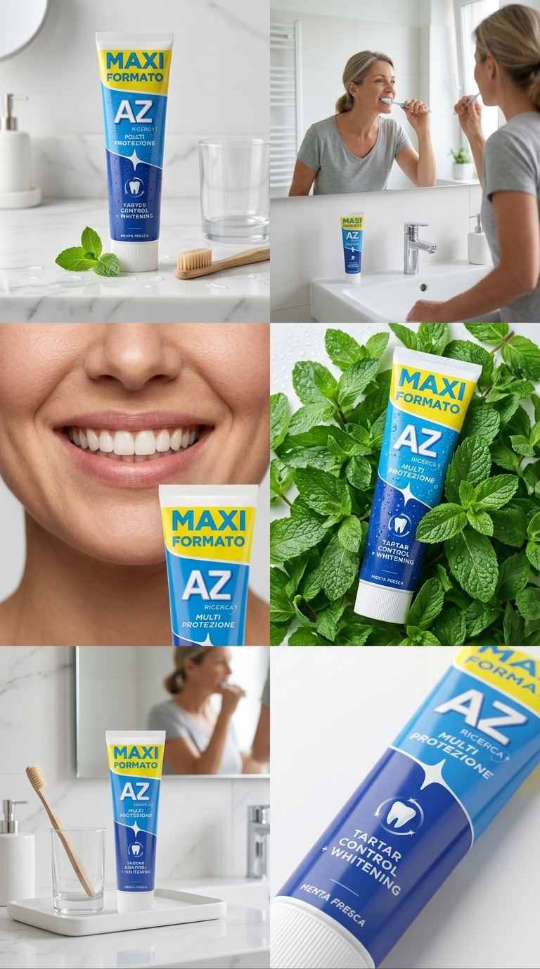 AZ Ricerca Tartar Control Whitening Dentifricio Menta Fresca 100 ml Tubetto – Azione Antitartaro Sbiancante Fluoruro 1450 ppm