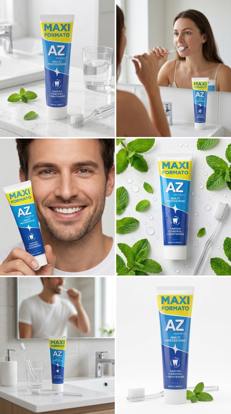 AZ Ricerca Tartar Control Whitening Dentifricio Menta Fresca 100 ml Tubetto – Azione Antitartaro Sbiancante Fluoruro 1450 ppm