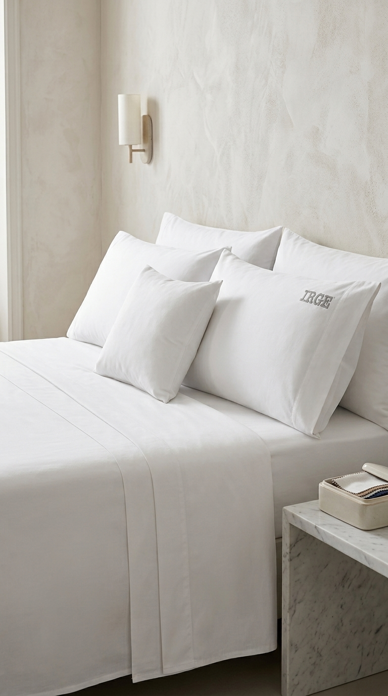 IRGE Completo Letto Matrimoniale Bianco Marta Poly-Cotone – Set Lenzuola Hotel e B&B Resistente