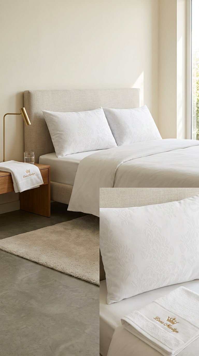 Linea Marilyn Coppia Copricuscini Guanciale Zip Art. Damasco 100% Cotone 52x82 cm – Fodere Protezione Proteggi Cuscino Hotel B&B