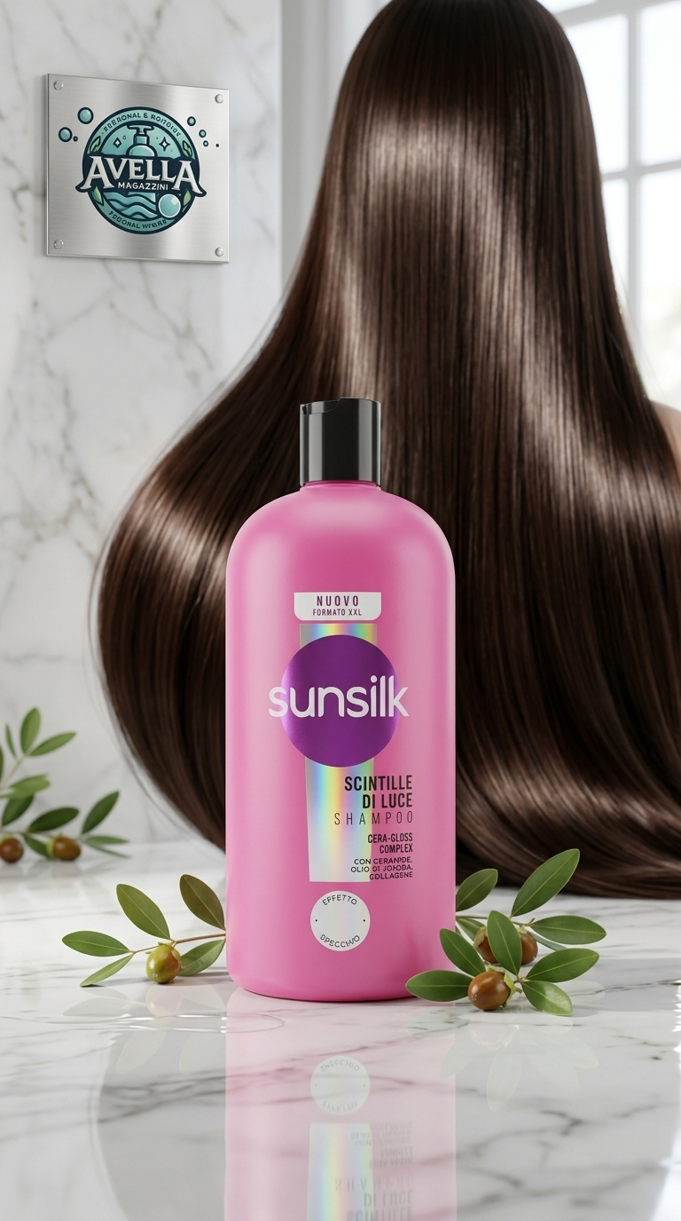 Sunsilk Shampoo Scintille di Luce Cera-Gloss Complex Ceramide Olio di Jojoba Collagene Formato XXL 810 ml – Effetto Specchio e Lucentezza Straordinaria