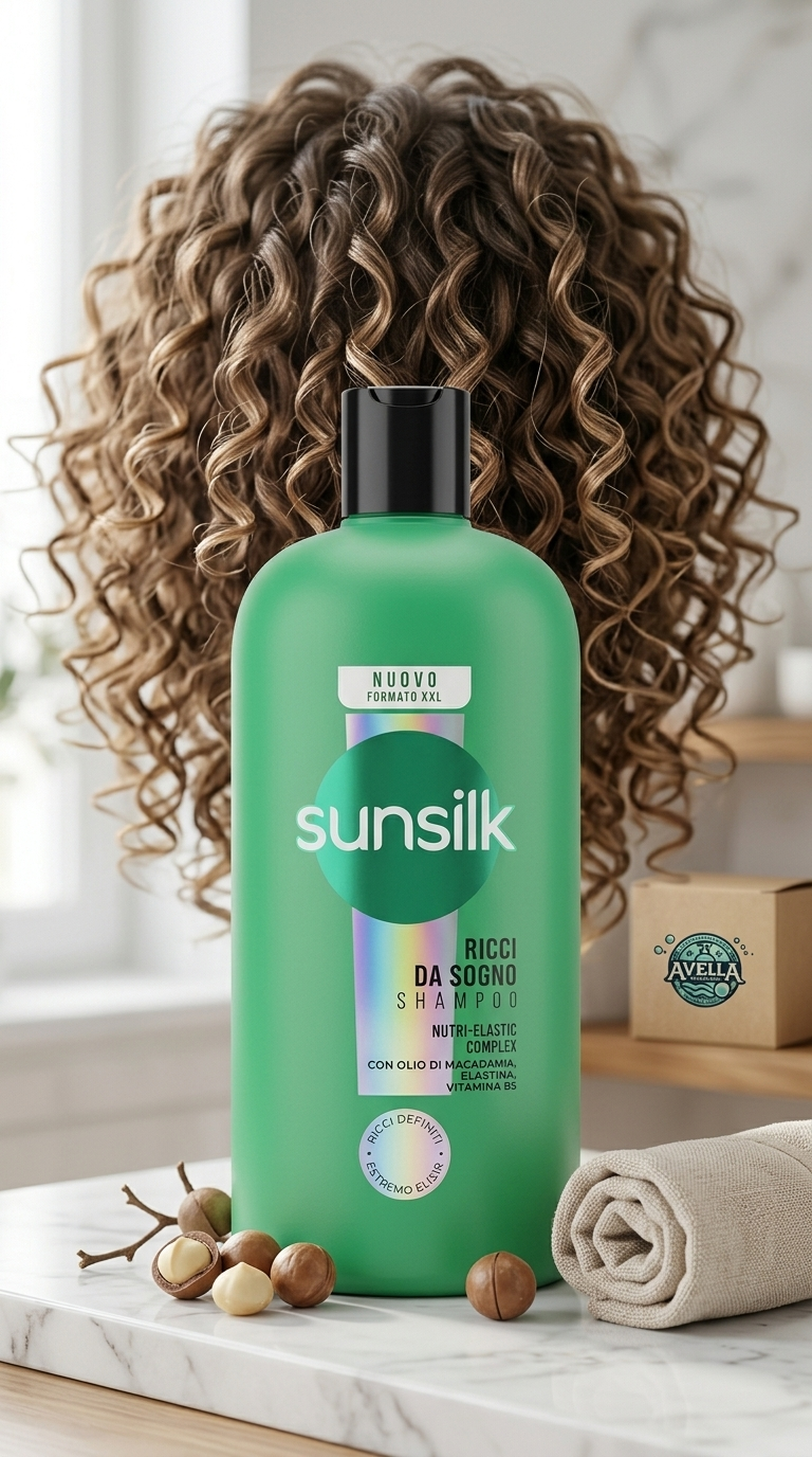 Sunsilk Shampoo Ricci da Sogno Nutri-Elastic Complex Olio di Macadamia Elastina Vitamina B5 Formato XXL 810 ml – Definizione 24H Anti-Crespo